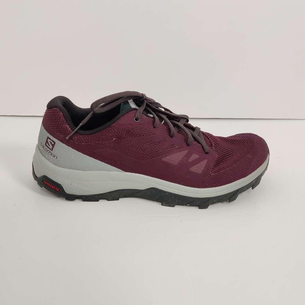 SALOMON Women's Outline Hiking Shoes Size 9.5 in Burgundy Outdoor Trail